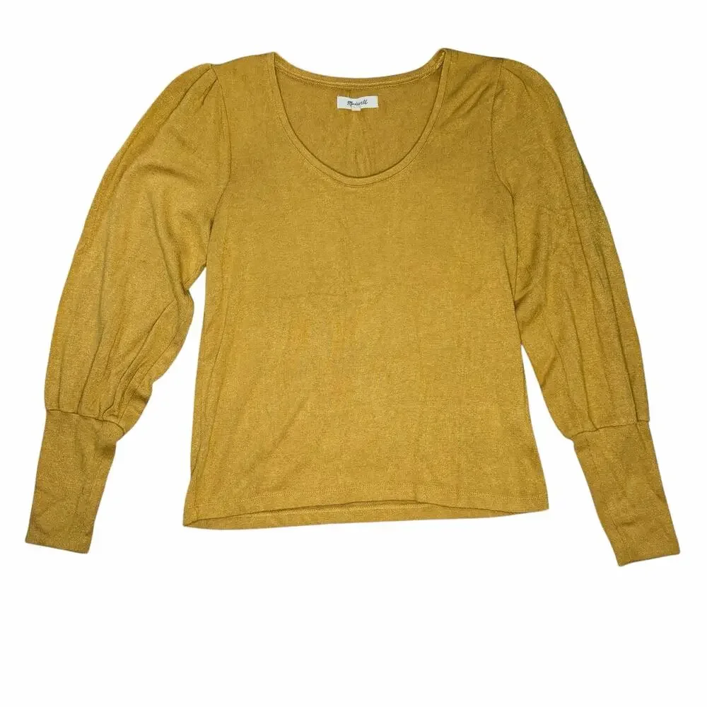 Madewell Puff Sleeve Scoop Neck Longsleeve Top Size M